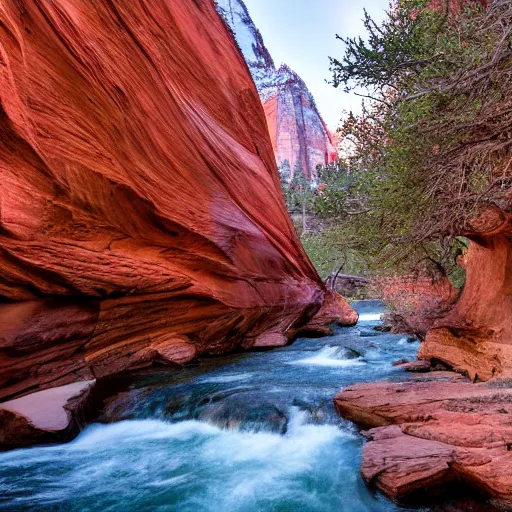 Image similar to architecture built into the side of zion nation park, the narrows, light, beauty