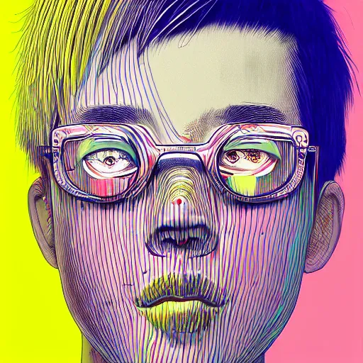 Image similar to a portrait of blonde male by inio asano, beeple and james jean, hiroyuki takahashi color scheme, digital art