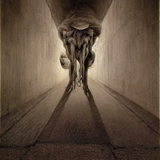 Image similar to Prison of rage. Fear and contempt. Concept art. Zdzisław Beksiński