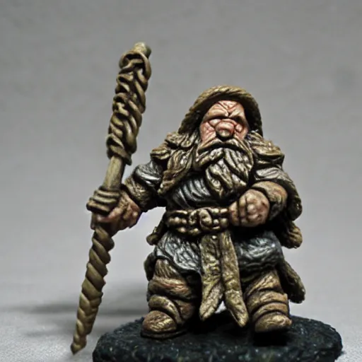 Image similar to aplastic miniature for an RPG game: a dwarf. unpainted. a photograph