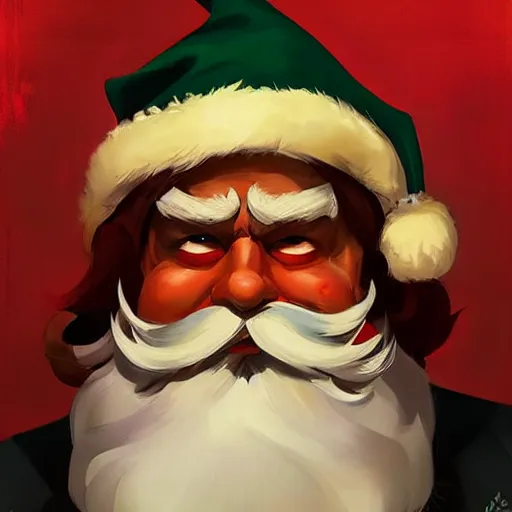 Image similar to greg manchess portrait painting of santa claus as overwatch character, medium shot, asymmetrical, profile picture, organic painting, sunny day, matte painting, bold shapes, hard edges, street art, trending on artstation, by huang guangjian and gil elvgren and sachin teng