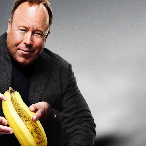 Image similar to Photograph of Alex Jones slipping on a banana peel