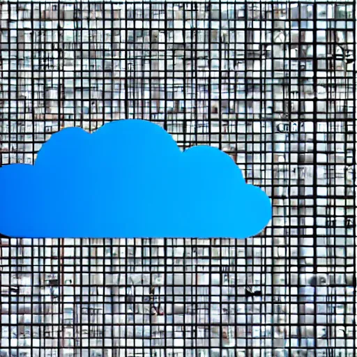 Image similar to a high-tech digital image with cloud icons, matrix, blue