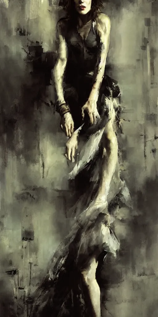 Image similar to A painting of Milla Jovovich, by Jeremy Mann