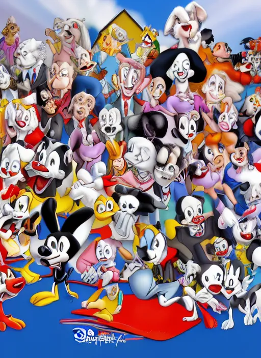 Image similar to a hyper realistic ultra realistic photograph of the animaniacs, highly detailed, 8k photo