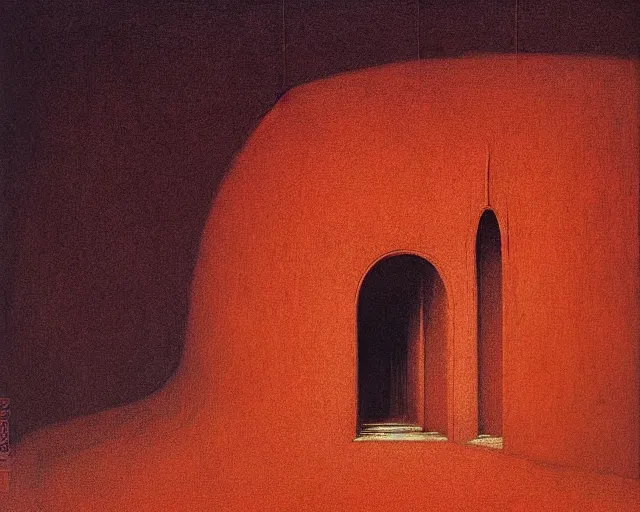 Image similar to by francis bacon, beksinski, mystical redscale photography evocative. devotion to the scarlet woman, priestess in a conical hat, coronation, ritual, sacrament