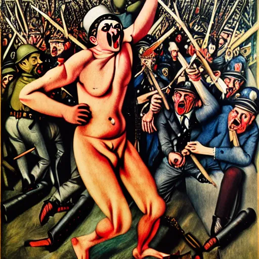 Image similar to january 6 insurrection by otto dix, hyperrealistic, aesthetic, masterpiece