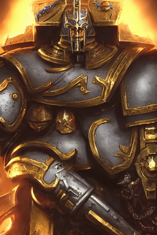 Image similar to armor portrait heros warhammer 4 0 k horus heresy fanart - the primarchs emperor by johannes helgeson animated with vfx concept artist & illustrator global illumination ray tracing hdr fanart arstation zbrush central hardmesh 8 k octane renderer comics stylized