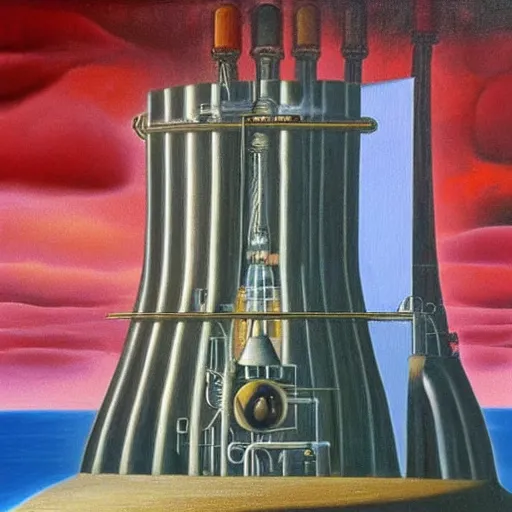 Image similar to A very detailed oil painting of a nuclear reactor by Slavador Dali