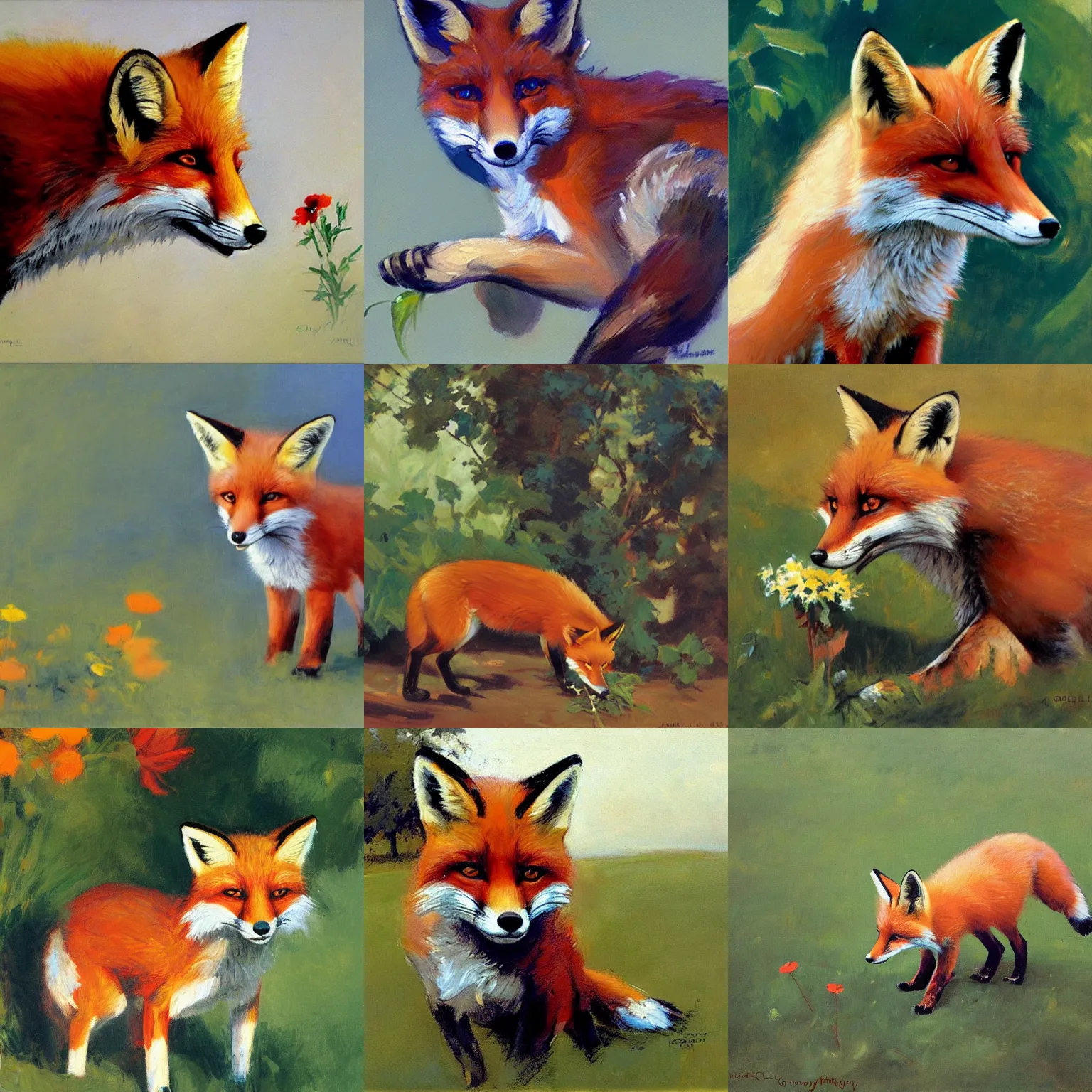 Prompt: a portrait of a fox eating a flower, by stanley lau and gregory manchess, scrungy