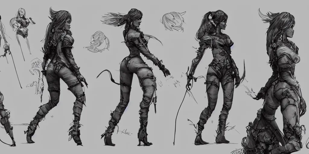 Image similar to brigitte bardotrunning down a dream, character sheet, fine details, concept design, contrast, brigitte bardot, kim jung gi, greg rutkowski, trending on artstation, 8 k, full body, turnaround, front view, back view, ultra wide angle