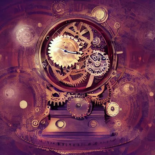 Prompt: dreams made of clockwork, ethereal, surreal, dreamlike background