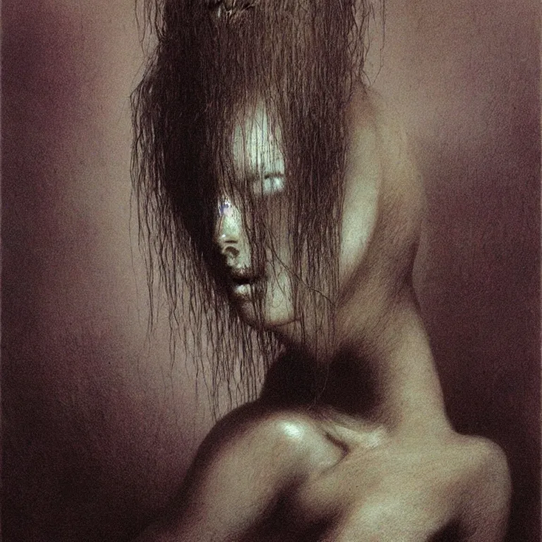 Prompt: portrait of monstergirl by Beksinski, Luis Royo