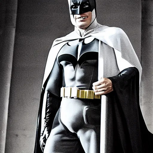 Image similar to Adam West as Batman 2022, 105mm, EOS-1D, f/4, ISO 800, 1/200s, 8K, RAW, symmetrical balance, in-frame, Dolby Vision