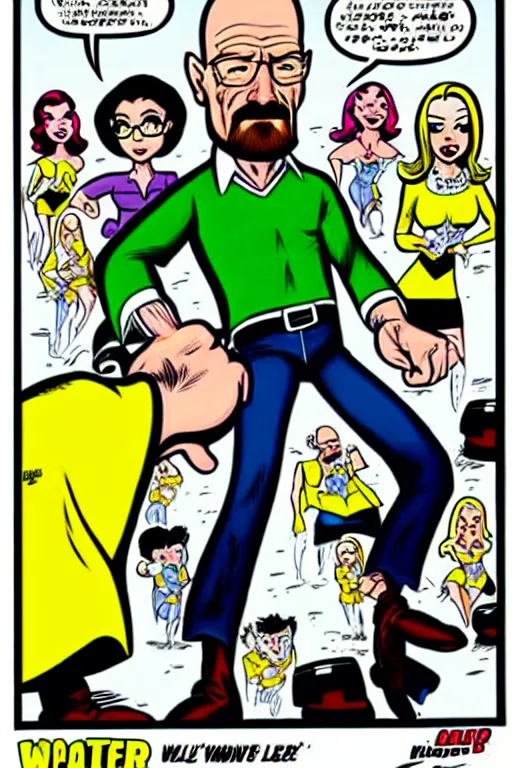 Image similar to walter white, in the style of dan decarlo, as drawn by dan decarlo for archie comics,