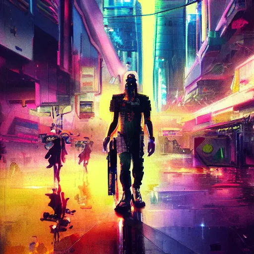 Image similar to cyberpunk baghdad 2 0 4 9, oil on canvas