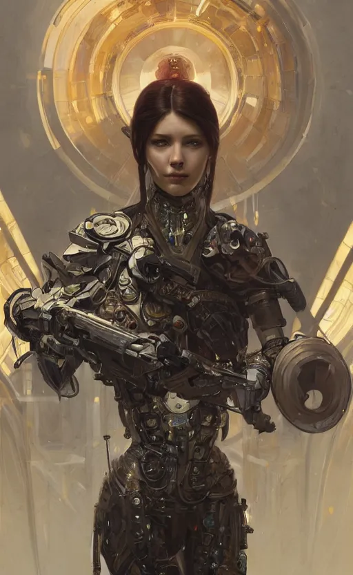 Image similar to portrait of a female warrior wearing a semi transparent carbon shell, plastic, cybernetic, science fiction, intricate, headshot, highly detailed, digital painting, artstation, concept art, sharp focus, cinematic lighting, illustration, art by artgerm and greg rutkowski, alphonse mucha, cgsociety
