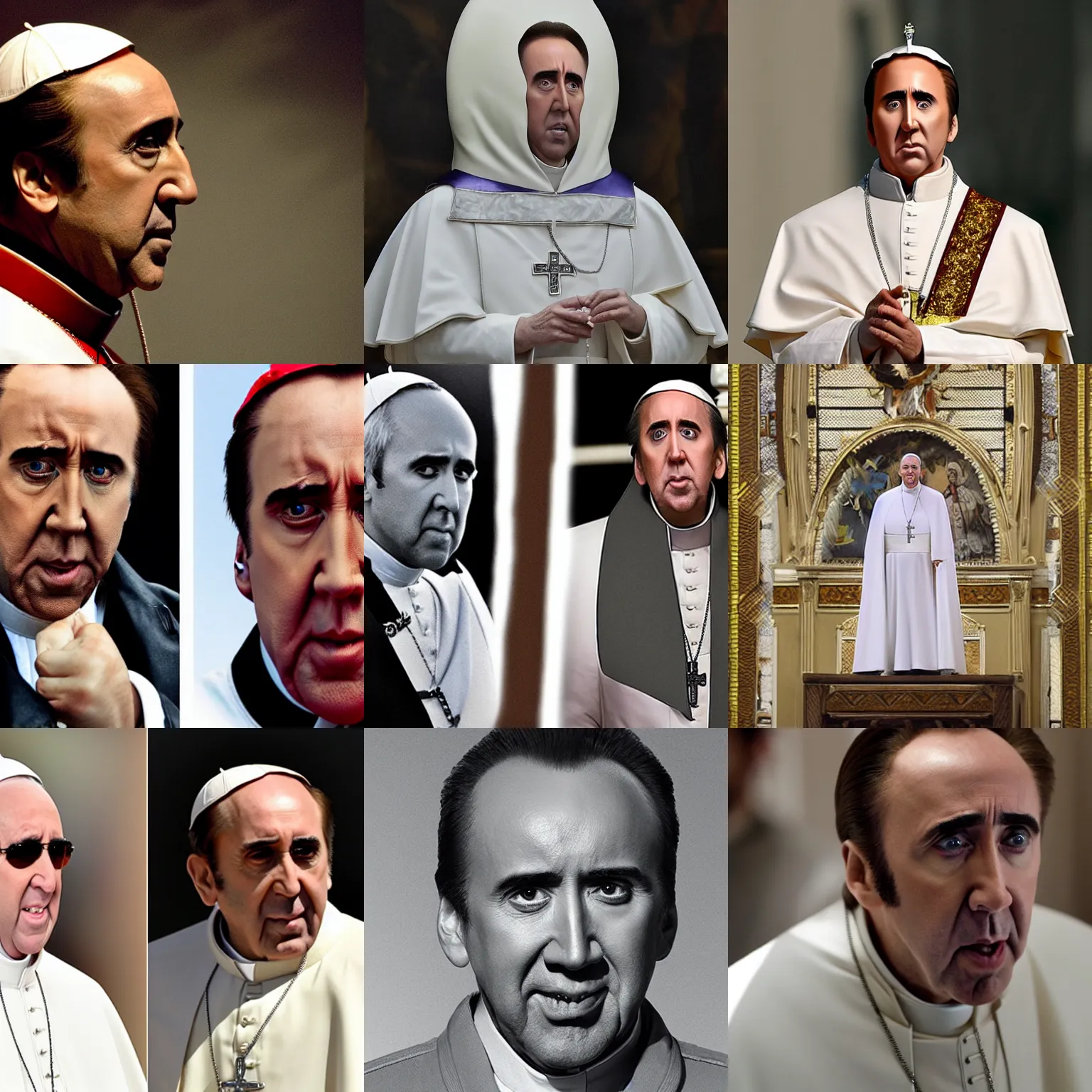 Prompt: Nicolas Cage as the Pope, secretly an extraterrestrial alien, photograph