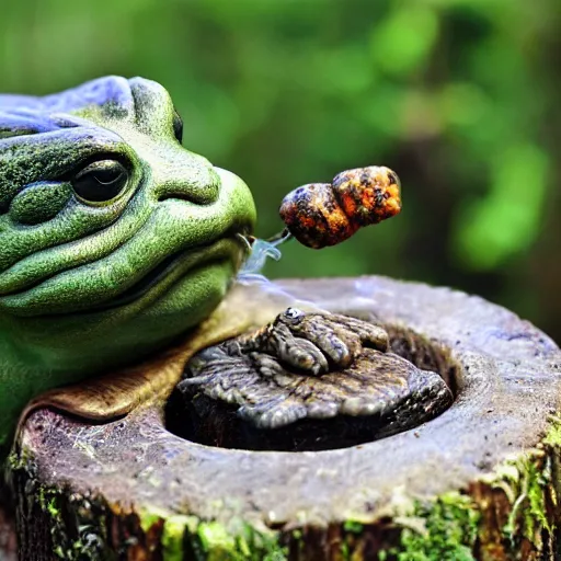 Prompt: wanna meet the gods? asked the sage toad smoking a pipe