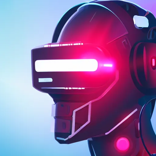 Image similar to cyberpunk bot wearing vr headset, sci - fi, portrait, illustration