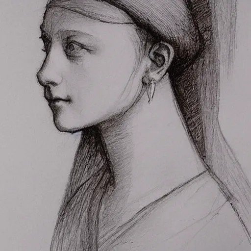 Image similar to of leonardo davinci drawing a beautiful girl from today wearing modern clothes and 2 1 st century fashion 2 0 2 2 lots of loose sketches