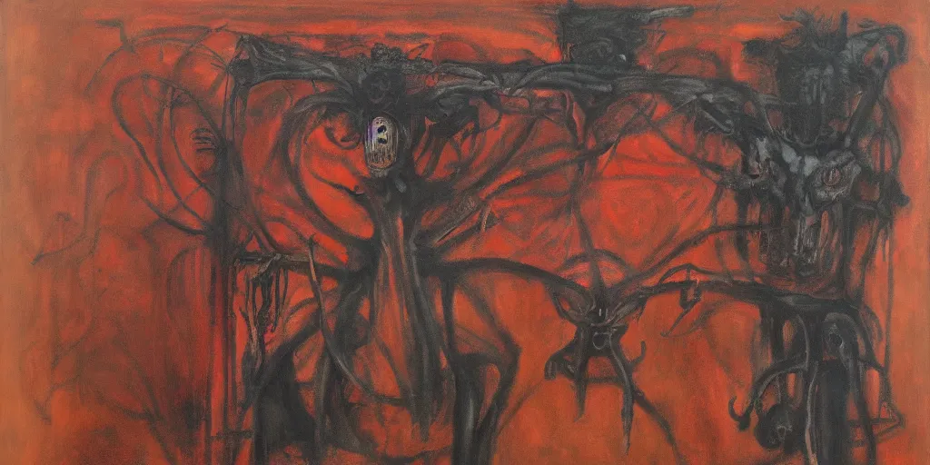 Image similar to biomechanical talisman of evil stygian rituals, god of darkness by maggi mcdonald, mark rothko, sabina klein