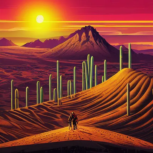 Image similar to mysterious desert at night, by dan mumford and sandra chevrier, 4 k