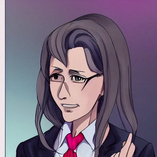 Image similar to female joe biden in anime style, high detail, anatomically correct,