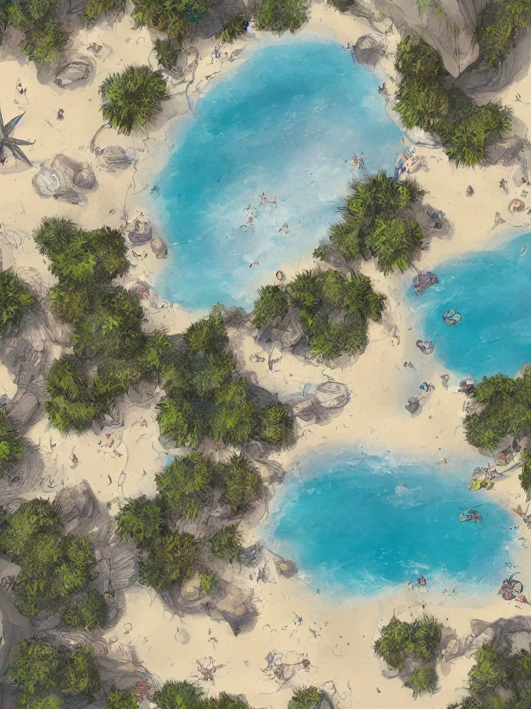 Image similar to beach from above by disney concept artists, blunt borders, rule of thirds