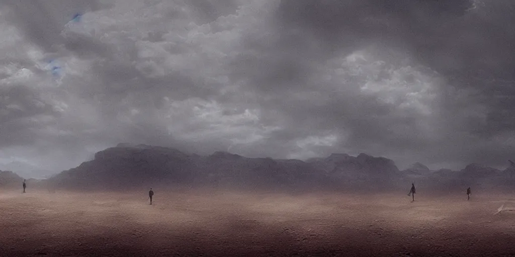 Image similar to rainy desert, concept art, moody, movie shot, wide lens, trending on artstation