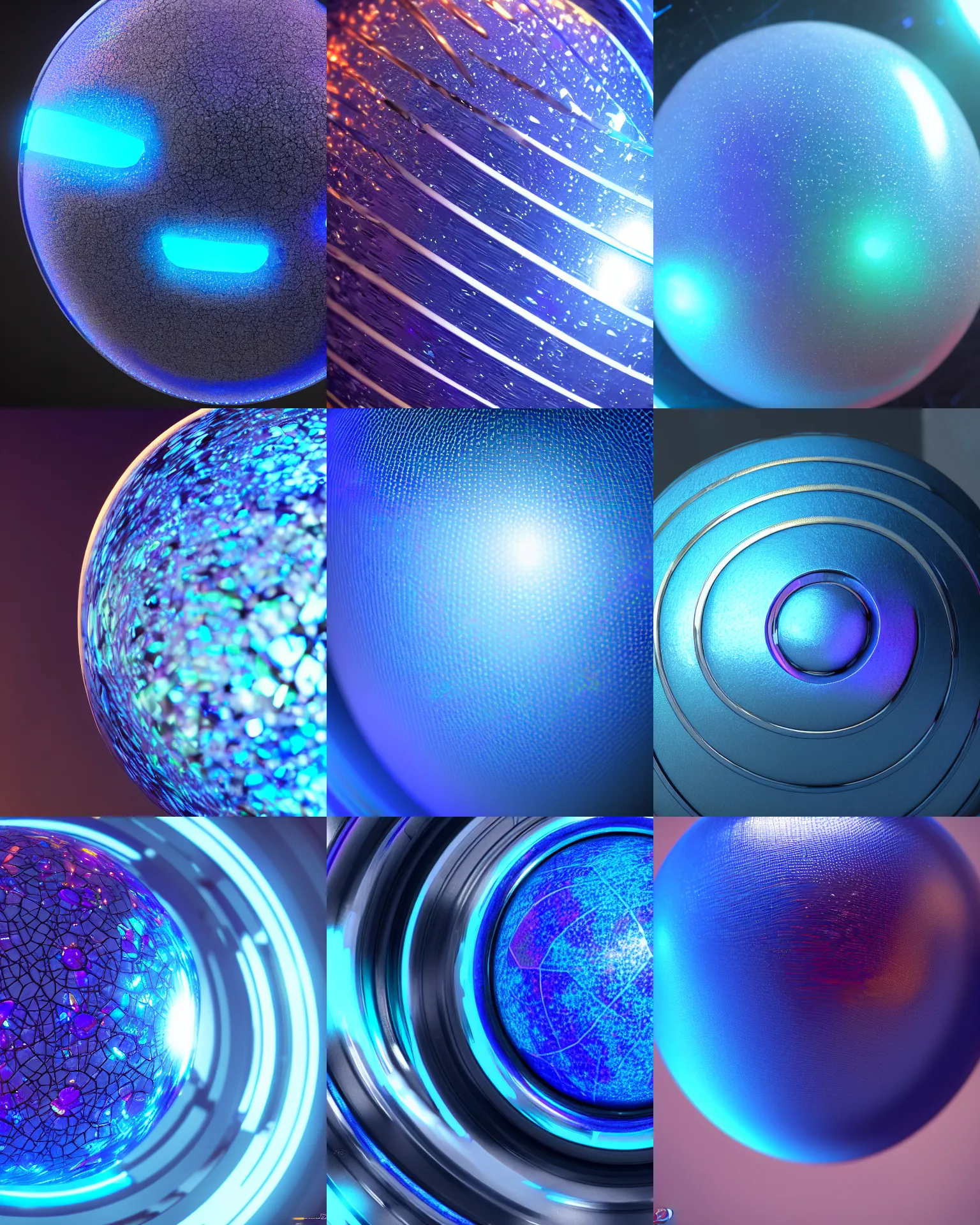 Prompt: iridescent blue energy ball close up, high details, 8 k, octane render, unreal engine, sharp focus, trending on artstation, stylized shading