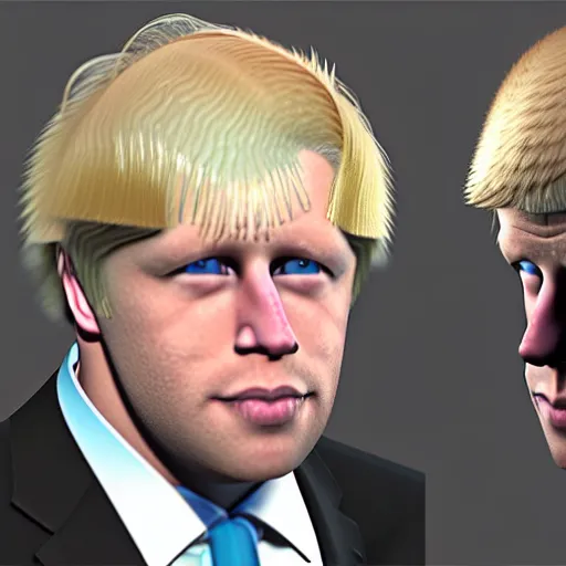 Image similar to muscular chad gigachad handsome boris johnson with thick blonde hair, boris johnson as a chad with thick blonde hair, strong jawline, good posture, and wearing a suit, realistic, hyperrealistic, 8 k resolution, highly detailed, very detailed, hd quality, intricate details, trending on artstation
