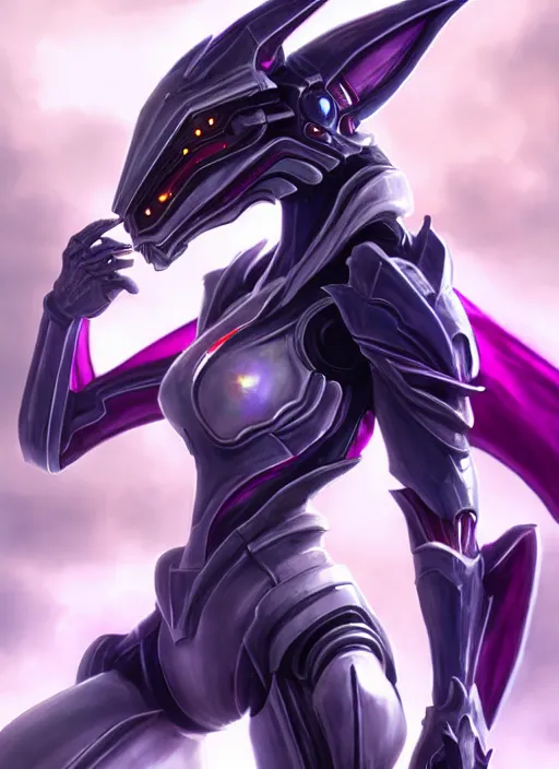 Prompt: cinematic goddess close shot, cosmic sized beautiful stunning elegant hot giant robot mecha female dragon, sharp sleek cyborg dragon head, sharp metal ears, purple eyes, smooth fuschia skin, smooth silver armor, floating in space, epic proportions, epic scale, macro furry, furry art, dragon art, goddess art, giantess art, warframe fanart, furaffinity, octane