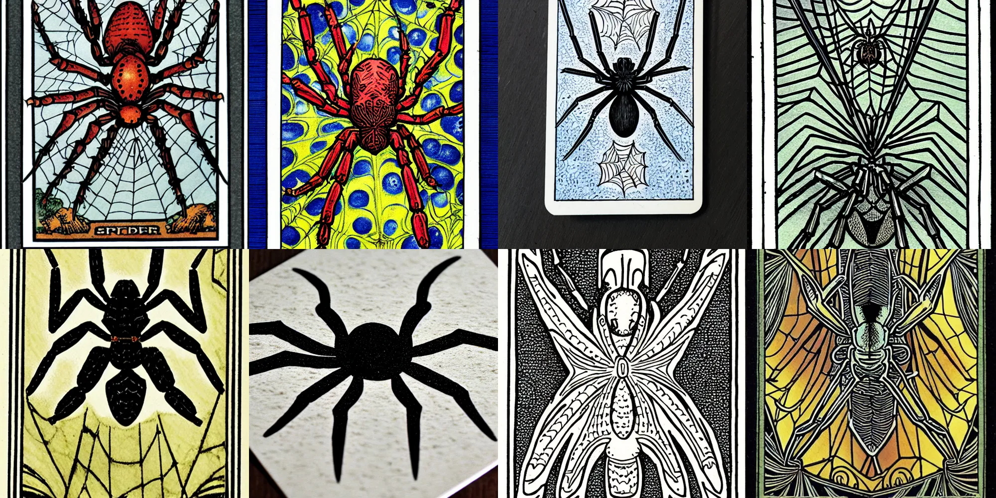 Prompt: intricate tarot card depicting a spider