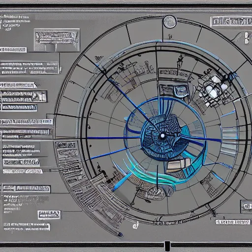 Image similar to blueprint of a time machine, detailed