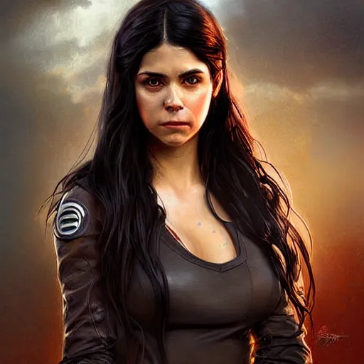 Prompt: digital art, portrait of octavia blake in the 100 tv show, by artgerm, by krenz cushart, by peter kemp, by ross tran