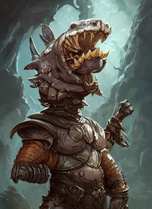 Image similar to cute little anthropomorphic piranha lord wearing canyon carapace, tiny, small, miniature animal, baby animal, short, pale black armor, cute and adorable, pretty, beautiful, DnD character art portrait, matte fantasy painting, DeviantArt Artstation, by Jason Felix by Steve Argyle by Tyler Jacobson by Peter Mohrbacher, cinematic lighting