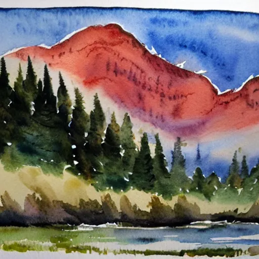 Prompt: mountain landscape watercolor