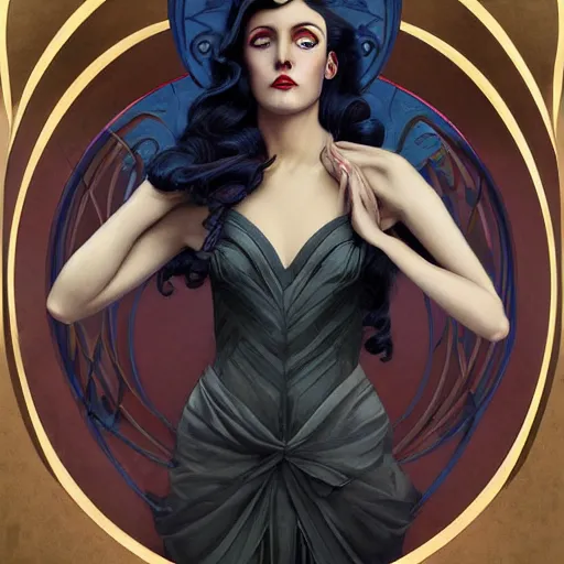 Image similar to an art nouveau, ( streamline moderne ), multi - ethnic and multi - racial portrait in the style of charlie bowater and donato giancola and charles dulac. very large, clear, expressive, and intelligent eyes. symmetrical, centered, ultrasharp focus, dramatic lighting, photorealistic digital matte painting, intricate ultra detailed background.