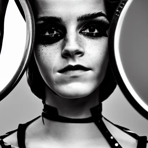 Image similar to Emma Watson as Catwoman, Fujifilm X-T3, 1/1250s at f/2.8, ISO 160, 84mm, 8K, RAW, symmetrical balance, Dolby Vision, HDR, Gigapixel