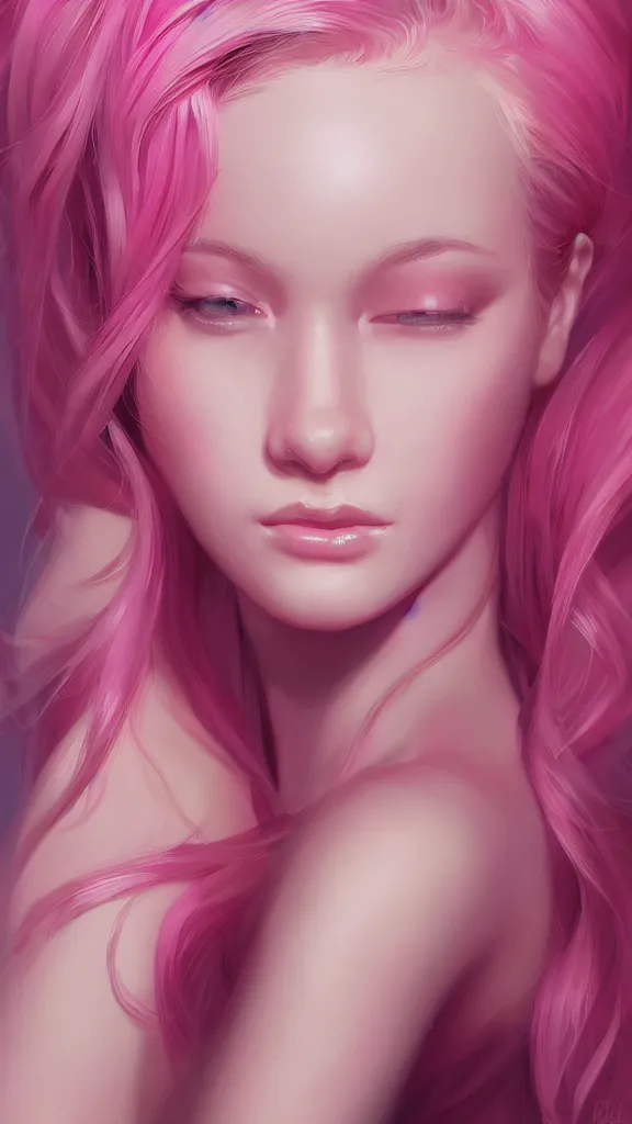 Image similar to teen girl, pink hair, gorgeous, amazing, elegant, intricate, highly detailed, digital painting, artstation, concept art, sharp focus, illustration, art by Ross tran