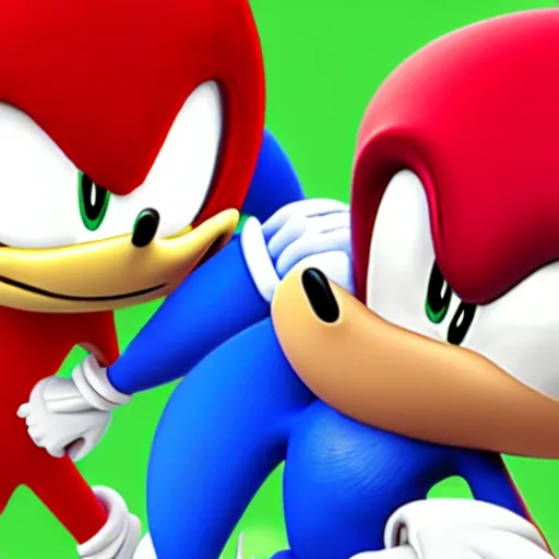 Image similar to sonic and knuckles smooching each other