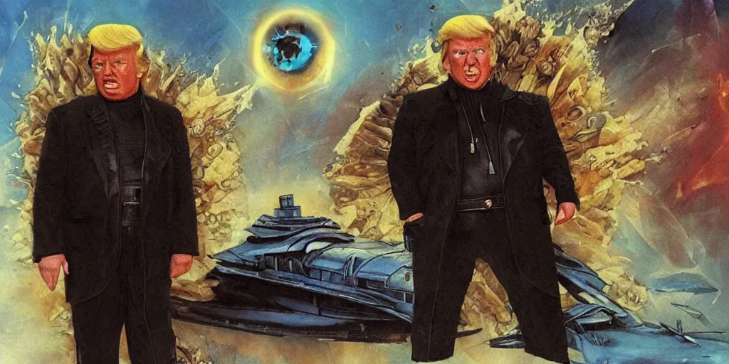 Prompt: donald trump as baron harkonnen in jodorowsky ’ s dune, realistic concept art, chris foss style