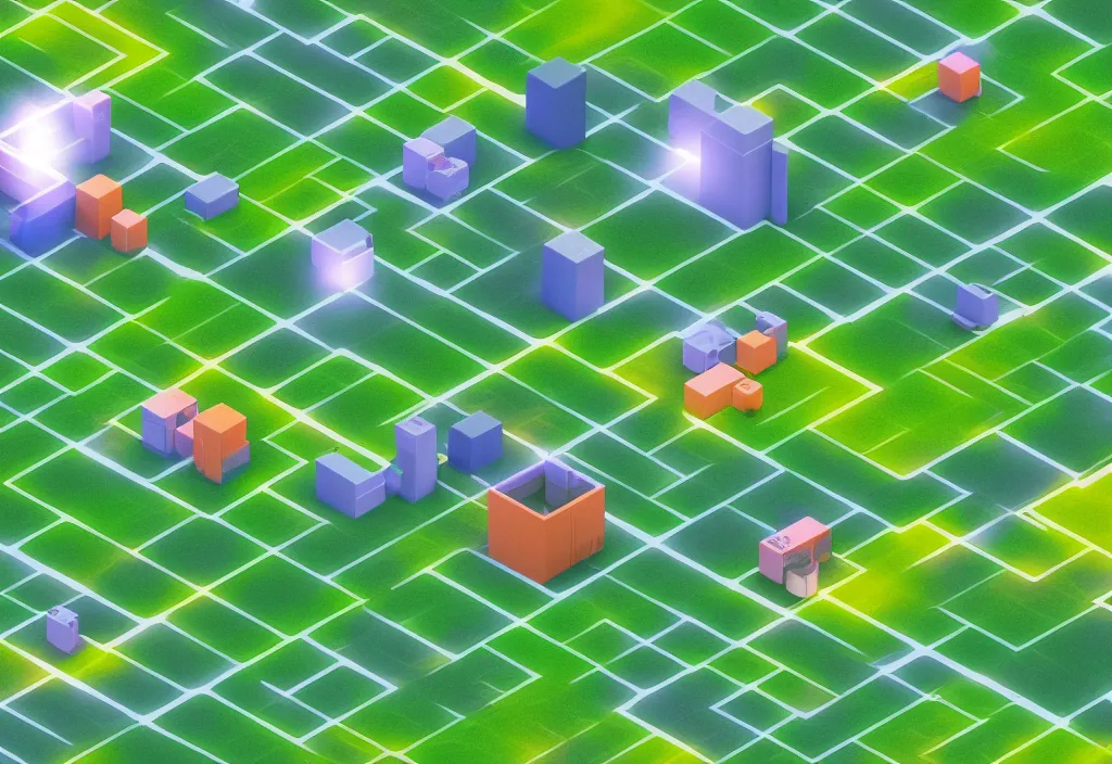 Prompt: isometric open field magicavoxel cinematic lighting, 4k