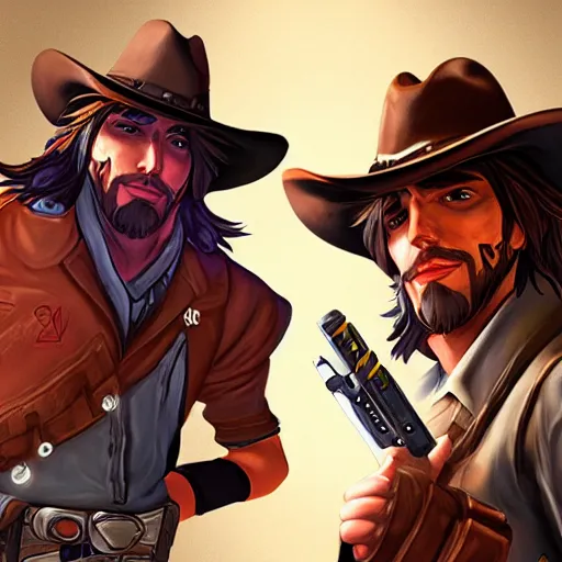 Image similar to Jesse McCree, digital art, game art,