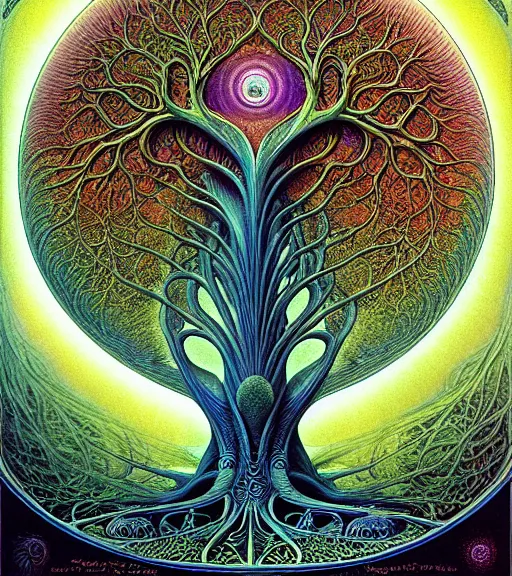 Image similar to tree of life by roger dean and andrew ferez, art forms of nature by ernst haeckel, divine chaos engine, symbolist, visionary, art nouveau, botanical fractal structures, organic, detailed, realistic, surreality