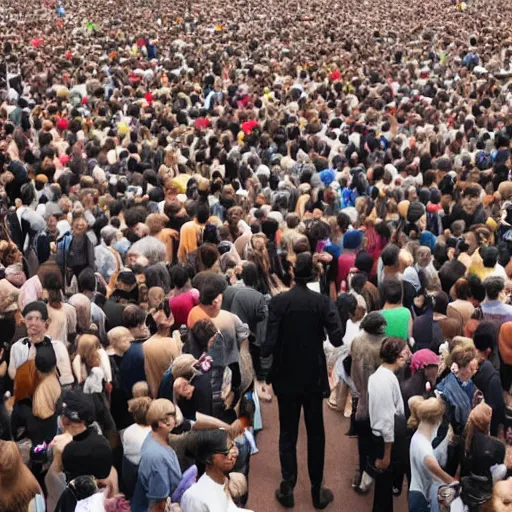 Image similar to a 7 foot tall man walking among the crowd