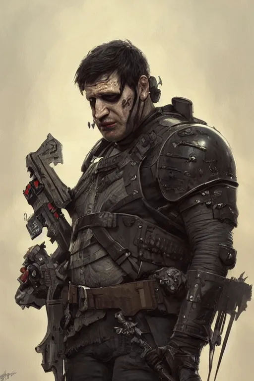 Image similar to Boris Johnson as Punisher with a skull on the armor plate, portrait,, highly detailed, digital painting, artstation, concept art, smooth, sharp focus, illustration, cinematic lighting, art by artgerm and greg rutkowski and alphonse mucha