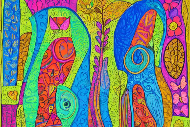 Image similar to beautiful art illustration of cat by laurel burch