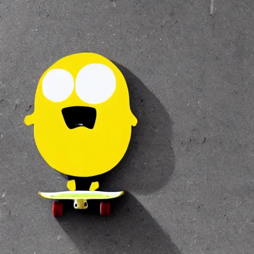 Image similar to a cool lemon riding a skateboard